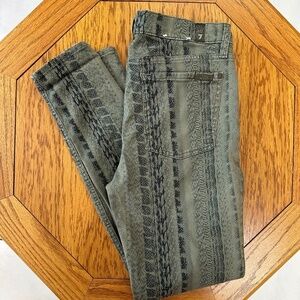 *7 FOR ALL MANKIND* Green Reptile Print Pants Size 29